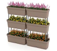 COSTWAY Jardinière Surélevée Vertical avec 6 Bacs de Plantation (Gris) | Lit de Jardin avec Trous de Drainage Arrangement DIY pour Fruits Légumes Fleurs Herbes, 49 x 16 x 81 cm