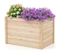 COSTWAY Jardinières en Bois de Sapin 100 x 64 x 65,5 cm, Bac à Fleurs avec Base Ouverte pour Légumes Fruits Fleurs Arbustes à Racines Profondes, pour Terrasse Jardin Serre, Naturel