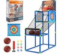 COSTWAY Jeu de Basket-ball Arcade Enfants 2 en 1 Jeu de Balles Collantes,Compteur Electronique avec Effet Sonore,2 Ballons 3 Ans+