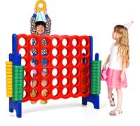 COSTWAY Jeu de Puissance 4, Jeu de plateau de Puissance 4, Jeu de Puissance 4 avec 42 anneaux Jumbo et curseur de redémarrage rapide pour enfants et adultes