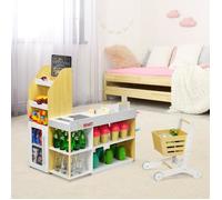 CostwayJeu d'imitation Jouet Marchande en Bois avec Caisse de Supermarché 3 Ans+