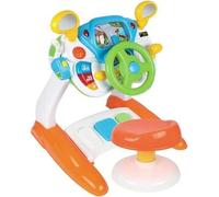 COSTWAY Jouet de conduite pour enfants, jouet interactif à volant avec tabouret rond, lumière, musique, klaxon, mégaphone, scène cyclique tournante, jeu éducatif sur la circulation pour enfants d'âge 