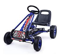 COSTWAY Kart à Pédale Enfant avec Siège Réglable & Freins à Main, Vélo d’Enfant avec 4 Roues en EVA, Charge 30kg pour Enfants de 3-8 Ans, 98x59x61 cm