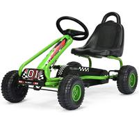 COSTWAY Kart à pédales avec siège réglable Frein à main, jusqu'à 30kg, 3-6 ans Vert