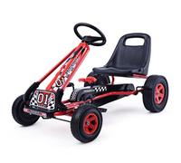 Costway Kart À Pédales En Métal 1 Place Rouge Avec Roues En Caoutchouc 101 X 61 X 62cm Convient Pour 3 À 8 Ans Go Karting Enfant