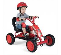 Costway Kart à pédales pour enfants, Siège réglable à 2 positions, 4 roues robustes, Capacité de charge 30 kg, Convient aux 3-8 ans, Rouge
