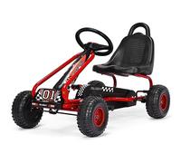COSTWAY Kart à Pédales Vélo et Véhicule pour Enfants Siège Réglable avec Frein à Main pour l'Extérieur, Garçons et Filles 3-6 Ans, Capacité de Charge 30 KG (Rouge)
