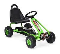 COSTWAY Kart à Pédales Vélo et Véhicule pour Enfants Siège Réglable avec Frein à Main pour l'Extérieur, Garçons et Filles 3-6 Ans, Capacité de Charge 30 KG (Vert)