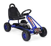 COSTWAY Kart à Pédales Vélo et Véhicule pour Enfants Siège Réglable avec Frein à Main pour l'Extérieur, Garçons et Filles 3-6 Ans, Capacité de Charge 30 KG (Bleu)