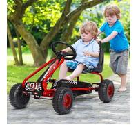 COSTWAY Kart à Pédales Vélo et Véhicule pour Enfants Siège Réglable avec Frein à Main pour l'Extérieur, 3-6 Ans, Rouge