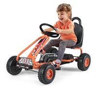 COSTWAY Kart à Pédales Vélo et Véhicule pour Enfants Siège Réglable avec Frein à Main pour l'Extérieur, Garçons et Filles 3-6 Ans (Orange)