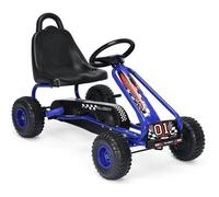COSTWAY Kart à Pédales Vélo et Véhicule pour Enfants Siège Réglable avec Frein à Main pour l'Extérieur, 3-6 Ans Bleu