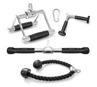 COSTWAY Kit d'Accessoires pour Machine de Musculation à Câble, Accessoires de Traction Poignée à Pression en Forme de V Barre Droite Corde Triceps Poignée Double D, pour Domicile
