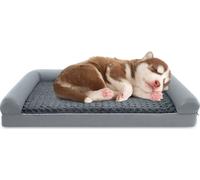 COSTWAY L Lit orthopédique pour chien grand, canapé pour chien avec coussin pour chien, housse amovible et lavable, bords surélevés, canapé pour chien, gris