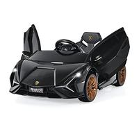 COSTWAY Lamborghini Voiture Électrique Enfants avec Télécommande 2,4G, Véhicule Électrique Enfants avec 2 Portes Papillons, Démarrage Progressif & Musique, Charge 25kg pour Enfant de 37-95 Mois(Noir)