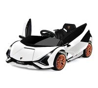 COSTWAY Lamborghini Voiture Électrique Enfants avec Télécommande 2,4G, Véhicule Électrique Enfants avec 2 Portes Papillons, Démarrage Progressif & Musique, Charge 25kg pour Enfant de 37-95 Mois(Blanc)