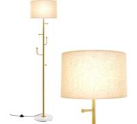 COSTWAY Lampadaire 166,5cm, Portemanteau avec 5 crochets et interrupteur à pied, Lampadaire Lampe de lecture E27