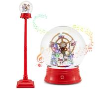 COSTWAY Lampadaire Musical de Noël de 150 cm, Lanterne Boule à Neige sur Pied avec 8 Mélodies Neige Soufflante Scène Rotative 15 LED Colorées Mode Silencieux, Décoration Lampe avec Grande Roue