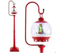 COSTWAY Lampadaire Musical de Noël de 173 cm -Lanterne à Boule de Neige Activée par le Son - Père Noël, Cerf, Bonhomme de Neige