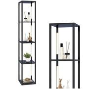 CostwayLampadaire Salon 163cm avec 4 Étagères Ampoules LED à 3 Intensités Variable Poteaux LED Rotatifs 360° Interrupteur au Pied Noir