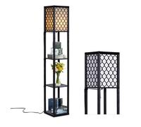 COSTWAY Lampadaire Salon 3 Etagères de Rangement 26 x 26 x 160cm en Bois Lampe sur Pied Scandinave Ampoule 60W Non-inclus Chambre