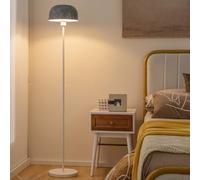 COSTWAY Lampadaire sur Pied en Métal de 146 CM, Lampe Moderne avec Abat-Jour et Interrupteur au Pied, Base Lestée et Culot E27 (sans Ampoule), pour Salon, Chambre, Bureau, Gris-Blanc