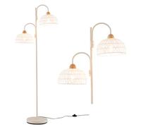 COSTWAY Lampadaire sur Pied Salon, Lampadaire à 2 Lampes Rotative à 350°, Interrupteur au Pied, Abat-jours Tissés, Lampe Vintage, 2 Bases d'Ampoules E27, Lampe sur Pied pour Salon, Chambre