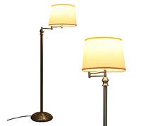 COSTWAY Lampadaire sur Pied Salon, Lampadaire avec Abat-jour en Tissu PVC et Tube en Fer Nickelé, Convient Ampoules de E27, MAX 40W, Ø 35,5 x H 152 cm, pour Salon, Bureau, Chambre, Salle d'Étude