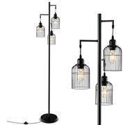COSTWAY Lampadaire sur Pied Salon, Lampadaire Industriel 169 CM, 3 Abat-jours, Interrupteur au Pied, Base Robuste, 60W, Lampadaire Haut pour Bureau, Chambre, Salle d'Etude, Salle à Manger, Noir
