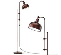 COSTWAY Lampadaire sur Pied Salon, Lampe Salon avec Hauteur Réglables, Tête de Lampe 180° Orientable, Finition Bronze, Cadre en Métal, Lampadaire sur Pied pour Chambre Bureau Étude