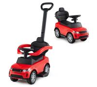 COSTWAY Land Rover 3 en 1 Porteur Enfants avec Poignée Amovible et Barrière de Sécurité, Klaxon et Sons de Démarrage, Rouge