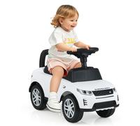 COSTWAY Land Rover Porteur Enfants avec Volant, Klaxon, Bruit de Moteur, Rangement sous le Siège, pour 12 à 36 Mois, 25 kg, Blanc