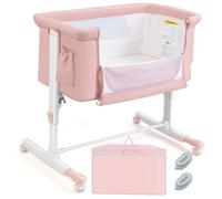 CostwayLit Cododo Bébé à 5 Hauteurs Réglables Charge 9KG Lit Berceau Maille Respirante Sac de Voyage pour Bébé 0-6 Mois Rose