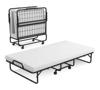 Costway Lit D¿Appoint - 4 Roues Universelles - Matelas En Mousse De 10cm - Charge 180kg - Lit Pliant 1 Personne Pour Bureau Chambre Blanc