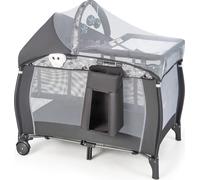 COSTWAY Lit d'appoint 4 en 1, lit de voyage portable avec matelas pliable, lit bébé avec table à langer, baldaquin, arche de jeu & boîte à musique, couffin à roulettes, couffin pour bébé jusqu'à 36 mo