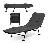 COSTWAY Lit de Camp Pliable 1 Personne, Lit Camping Pliant Portable Léger à Dossier Réglable 6 Positions, Lit de Camp Extérieur Intérieur Inclinable pour Bureau Maison Voyage, Charge 200 KG, Gris