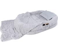 COSTWAY Lit pour chien géant avec coussin, couverture, sangles & housse amovible, Lit pour animaux de compagnie moelleux lavable pour humains & chiens, 171x115cm Ovale Gris