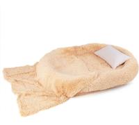 COSTWAY Lit pour chien géant avec coussin, couverture, sangles & housse amovible, Lit pour animaux de compagnie moelleux lavable pour humains & chiens, 171x115cm Ovale Marron