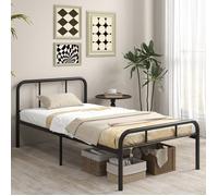COSTWAY Lit Simple 90 x 200 cm avec Tête de Lit, Lattes en Métal, 30 cm Espace de Rangement, Pas Besoin de Sommier, Montage Facile