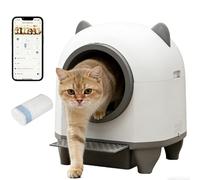 COSTWAY Litiere Chat Autonettoyante 80L, Bac Litiere Chat Automatique, Anti-Fuites/Pincement/Odeur, 10 Capteurs de Sécurité Radar, Contrôle APP, Sacs Poubelle, Nettoyage Facile, pour Plusieurs Chats