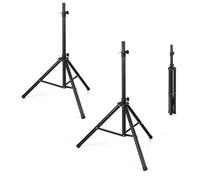 COSTWAY Lot 2 Supports pour Enceintes sono DJ Pliable Hauteur Réglable sur 5 Niveaux Structure en Métal Insert Compatible 35 mm