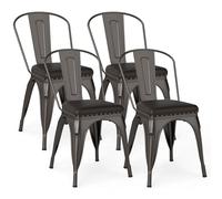COSTWAY Lot 4 Chaises Salle à Manger Tolix Empilable Industriel en Métal, Chaise Industrielle avec Dossier Charge 120kg pour Bistrot, Cuisine, Bar, Café (Gris Industriel,54.5 x 44 x 84 cm)