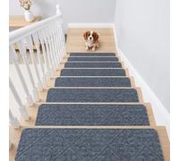 COSTWAY Lot de 15 Marchettes d'Escalier Antidérapant 20x76cm (Gris Clair) | Tapis de Protection Autocollants, Sécurité pour Enfants, Personnes Agées et Animaux Domestiques avec Adhésif Réutilisable