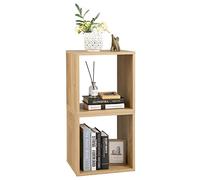 COSTWAY Lot de 2 Bibliothèque en Cube, Étagère Empilable Utilisation Combinée Empliable Séparée Dispositif Anti-basculement pour Salon, Chambre, Bureau, Entrée, 38x33x77cm(Naturel, Modèle 2)