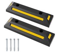 COSTWAY Lot de 2 Butées de Roue en Caoutchouc pour Parkings, avec Bandes Réfléchissantes, pour Garage, 54,5 x 16 x 9 cm