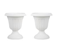 COSTWAY Lot de 2 Carrés Potager Vintage en Plastique, Base de Piédestal et Trou de Drainage Pré-marqué, Intérieur Extérieur, Blanc