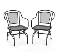 COSTWAY Lot de 2 Chaise a Bascule Exterieur, Chaise de Jardin Exterieur, Dossier et Assise en Résille, Cadre en Métal Thermolaqué, Coussinets Réglables, Fauteuil a Bascule pour Jardin Porche Balcon