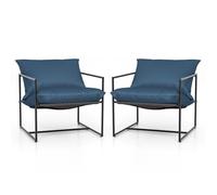 COSTWAY Lot de 2 Chaise de Jardin en Textilène - Patins Antidérapants, 4 Coussins, Cadre en Métal -Charge 150KG -Intérieur