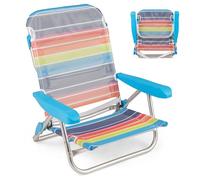 COSTWAY Lot de 2 Chaise de Plage Pliable, Chaise Longue Inclinables sur 4/5 Positions, Sangle de Transport, Porte-Serviette, Fauteuil pour Camping Jardin Pêche, Charge 150 kg (64 cm x 63 cm x 74 cm)