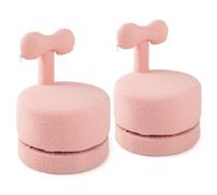 COSTWAY Lot de 2 Chaise Pivotante Enfant, Pouf Enfant en Velours avec Dossier en Nœud et Siège Rembourré, Patins Anti-Rayures, Charge 100 kg pour Salle de Jeux Chambre d'enfant Salon, 3+ Ans